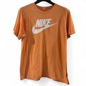 Y2K Men’s Orange Nike Swoosh Logo T-Shirt Size Large